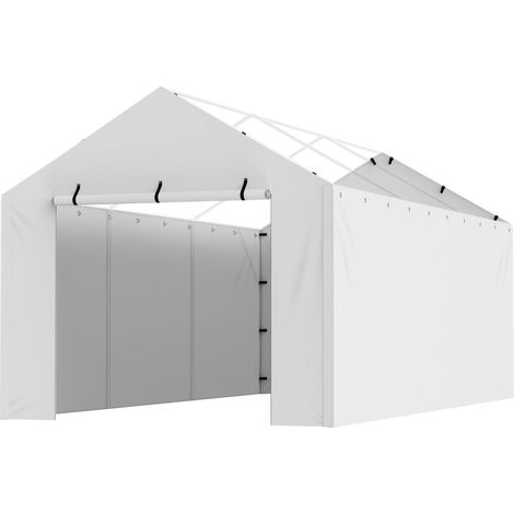 Bâche de remplacement pour abri de voiture, parois latérales 3 x 6 m, tente de garage, abri, bâche robuste, imperméable et résistante aux UV, installation facile avec tendeurs élastiques à boule, blan (1/5)