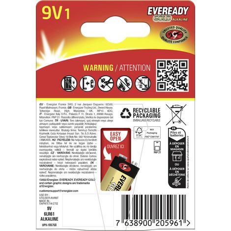 Eveready E304396500 9 V Block-Batterie   9 V 1 St.