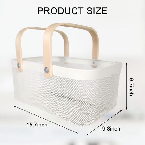 Panier de récolte pour le jardin, joli panier de récolte pour les légumes, panier en métal pratique avec poignée, convient pour une utilisation dans la salle de bain, sur les armoires et dans la cuisi (1/2)