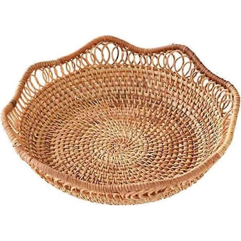 Obstschale aus Weide, geflochtener Weidenkorb, Obstteller, Tabletts, Organizer, Servierkorb, Brotkorb aus Rattan für Ess- und Couchtisch-Small (1/5)
