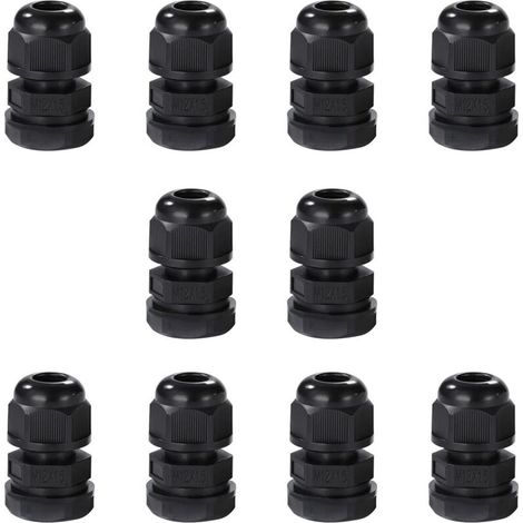 10pcs IP68 waterproof M12 cable glands, waterproof nylon cable connectors with lock nut and washer for 3mm to 6.5mm cable. (M12) (1/5)
