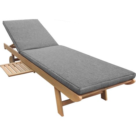 Tumbona plegable de acacia KANAWA cojín gris