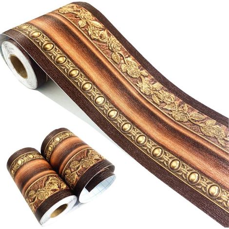 CCYKXAA 10,6 cm x 5 m 1 rotolo Elegante bordatura murale 3D in marrone scuro per bagno, soggiorno, cucina (1/4)