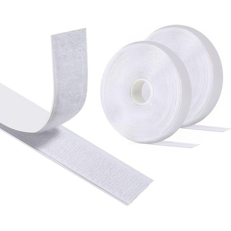 8 M X 20 MM (Blanc) Scratch Autocollant Double Face , Hook Loop Rubans Ruban AdhéSif Puissant à Crochets Et Boucles pour La Couture (1/5)