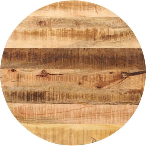 Tischplatte Ø 80x3,8 cm Rund Raues Massives Mangoholz