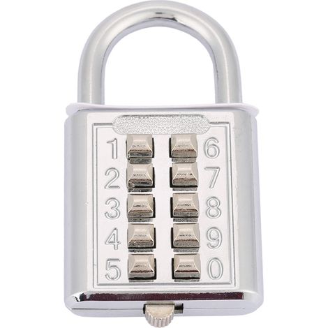 Cadenas à combinaison 5 chiffres en alliage de zinc, argenté, pour porte, école, salle de sport, clôture, placard
