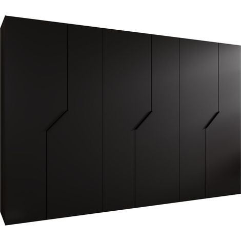 Armario Hartford 596, Negro, 202x300x52cm, Puertas de armario: Con bisagras, Número de estantes: 0 (1/5)