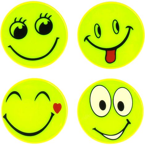 Autocollants d'avertissement réfléchissants fluorescents pour enfants, visages souriants amio-03941 (1/3)