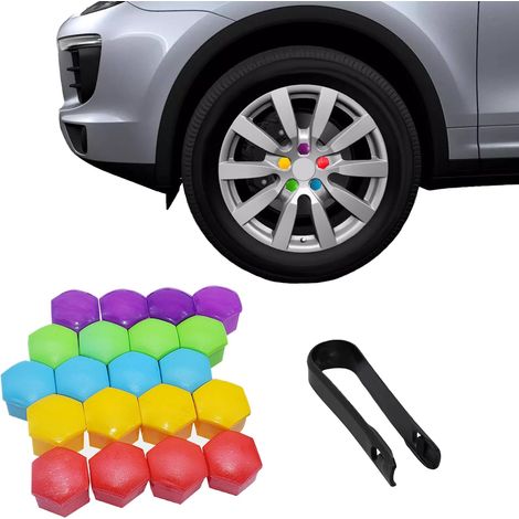 20 tapas para tuercas de rueda, tapas hexagonales de 17 mm con herramienta de extracción, tapas para tuercas de rueda para automóviles, tapas de buje de rueda, universales para la mayoría de las tapas (1/5)
