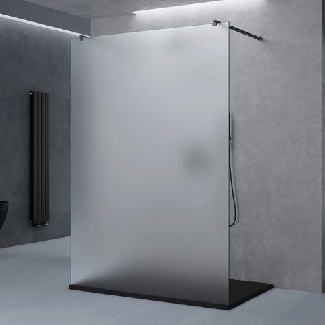 doporro Paroi de Douche à L'italienne Opaque 120 cm Pare-douche Verre 10mm Paroi 118x200cm Montage Réversible avec 2 Stabilisateurs Rectangulaires Noir Bremen02VS
