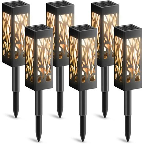 Lampes solaires pour le jardin, lot de 6, éclairage solaire décoratif blanc chaud, étanches IP65, allumage/extinction automatique.-AquaForge (1/5)