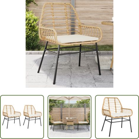 Chaise de jardin marron -  Chaises de jardin lot de 2 et coussins marron rotin (1/5)
