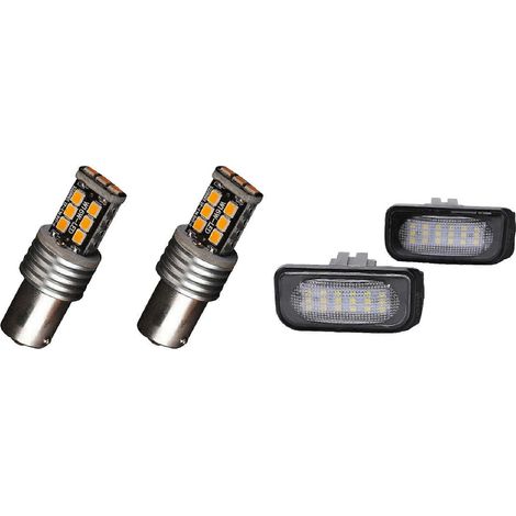 Base de feu de plaque d'immatriculation sans erreur avec 2 ampoules LED ambre/jaune 1156 Ba15S 2835 15W pour clignotants de voiture (sans erreur) (1/5)