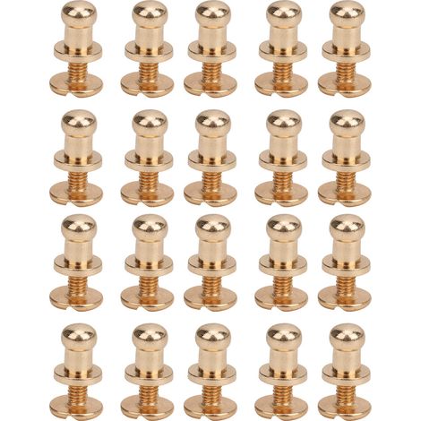 20 jeux de vis et rivets, rivets à tête ronde en cuivre, vis de positionnement, boucles arrière, adaptés pour bracelets, sacs, vêtements, chaussures, décorations de ceintures, or.