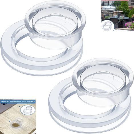 Lot de 2 Ensembles d'anneaux et de Capuchons pour Parasol de Table de terrasse, Ensemble de Bouchons et Capuchons pour Anneau de Trou Plus épais pour Parasol de Taille Standard (Transparent) (1/5)