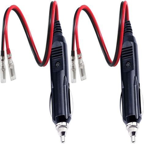 2 Pcs Adaptateur Mâle pour Allume-Cigare avec Câble d'alimentation 16 AWG 12V/24V Universel. pour onduleur de Voiture. Pompe à air. Tasse électrique (1/5)