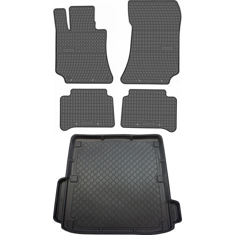 Juego de alfombrillas de goma para coche y alfombrilla para maletero para Mercedes Clase E W212 Sedán (2009-10.2016).