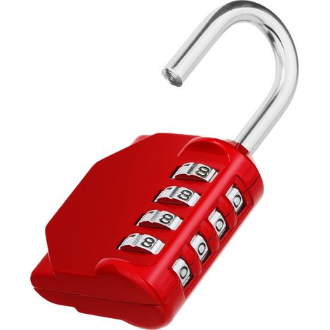 Cadenas Code Casier, Cadenas Code 4 Chiffres Pour Vestiaire Sport, Cadenas Casier Pour Gym, College, Scolaire Armoire, Escape Game, Rouge (1/5)