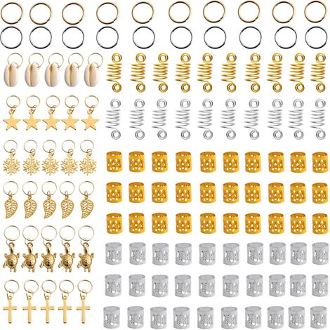Anneau d'extension de cheveux à ressort 150 pièces, ensemble de bijoux pour dreadlocks (1/5)