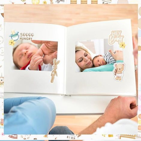 16 Feuilles Autocollant Scrapbooking pour Album Photo Bébé,Baby Shower Stickers Aesthetic,Autocollants Sticker (1/5)