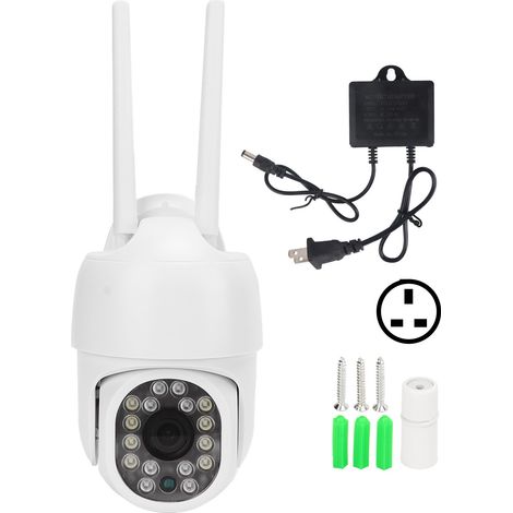 Caméra WiFi sans fil 5G/2.4G, rotation panoramique, inclinaison, vision nocturne, détection de mouvement, audio bidirectionnel, IP66, pour maison, 100-264V AC, prise UK (1/5)