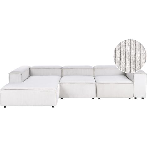 Sofá modular 4 plazas moderno patas negras tapizado pana blanco crema derecho Ardal