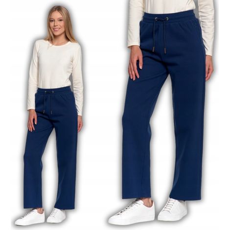 Pantalones deportivos de cintura alta para mujer, 100% algodón, Moraj XXL, color azul marino. (1/5)
