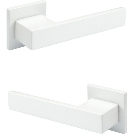 Set porta design, maniglia porta camera WC / bagno alluminio opaco 4 colori - Ricardo Borelli Q06: bianco opaco, Maniglie delle porte