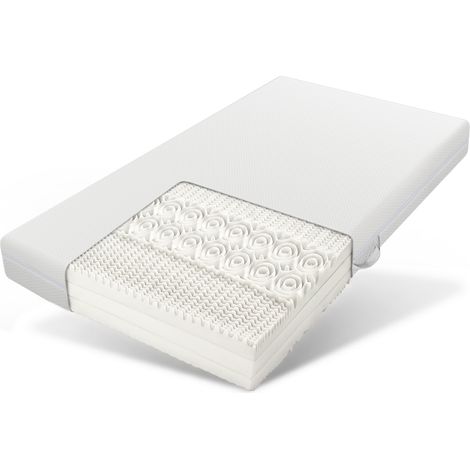 AMXCNOY Matelas en mousse à froid, 90 x 200 cm, matelas confort 7 zones, 20 cm d'épaisseur, H3, H2, matelas ergonomique en mousse à froid avec poignées et housse lavable, matelassé en fibres climatiqu