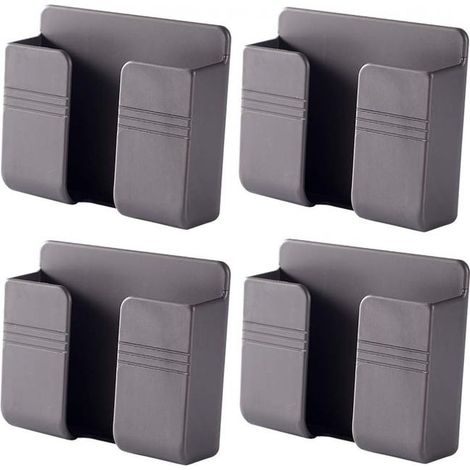 99  28  86 mm, (gris) Estante de almacenamiento de pared de 4 piezas tipo adhesivo, soporte multifuncional para cargar teléfonos móviles, organizador (1/4)