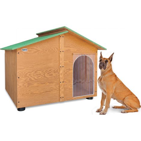 Cuccia in Legno per Cani da Esterno Tendina OMAGGIO mod. Alpi MADE IN ITALY F - Gigante 150x125xH115 Tendina OMAGGIO