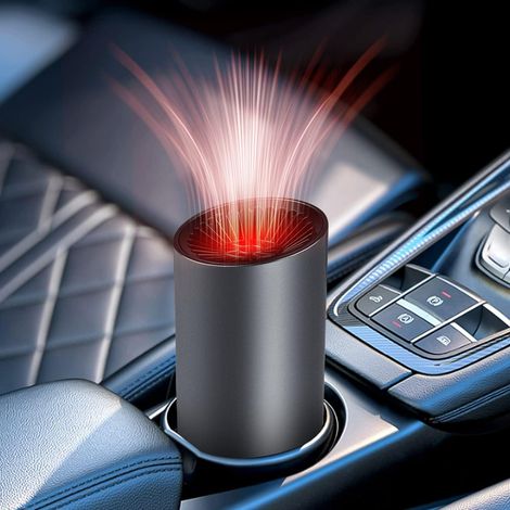 LaBlanc - Chauffage de voiture portable 12 V, chauffages de voiture pour l'hiver avec siège à ventouse, chauffage de voiture enfichable pour dégivrer et désembuer rapidement les pare-brise de voiture
