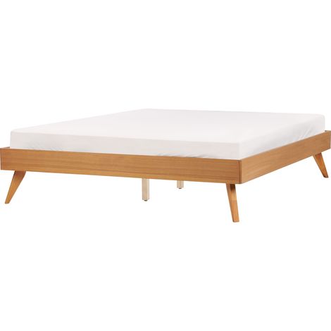 Cama moderna con somier de listones de MDF 160 x 200 cm madera de fresno natural Berric (1/5)