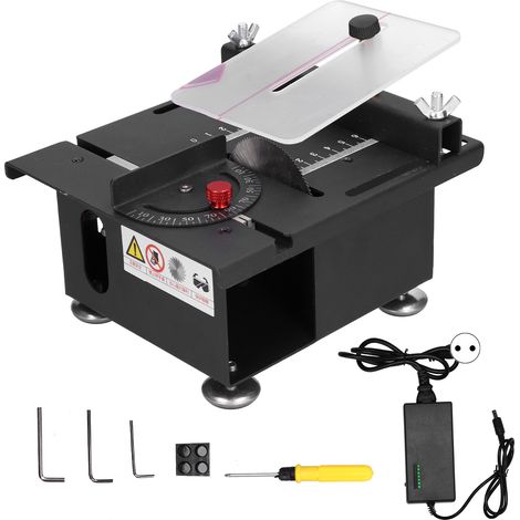 GARRYFIZH Scie circulaire de table Mini 100W à rail coulissant réglable pour le travail du bois