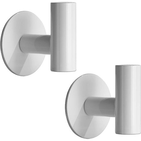 Lot de 2 crochets adhésifs pour serviettes de salle de bain, crochets robustes en acier inoxydable avec revêtement métallique adhésif (blanc) (1/5)
