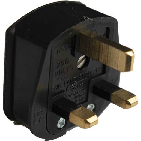 Dencon 3 Pin Rubber Plug 13A - Black Plug with 13 Amp Fuse (1/2)