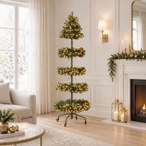 Espositore albero di Natale con luci Led per decorazioni natalizie h 210 cm (1/5)