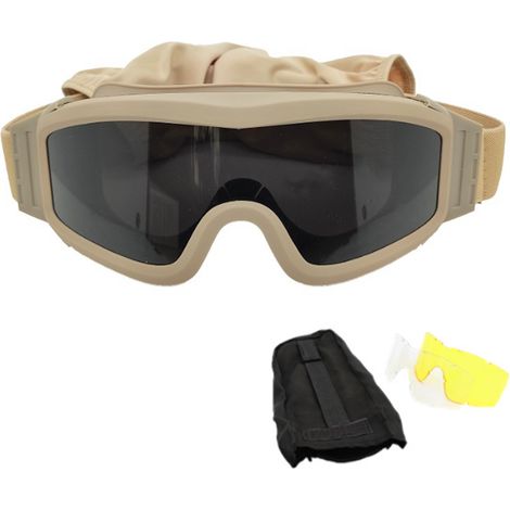 Lunettes de protection Desert Locust, coupe-vent et anti-sable, pour activités de plein air, avec 2 verres, couleur kaki. (1/5)