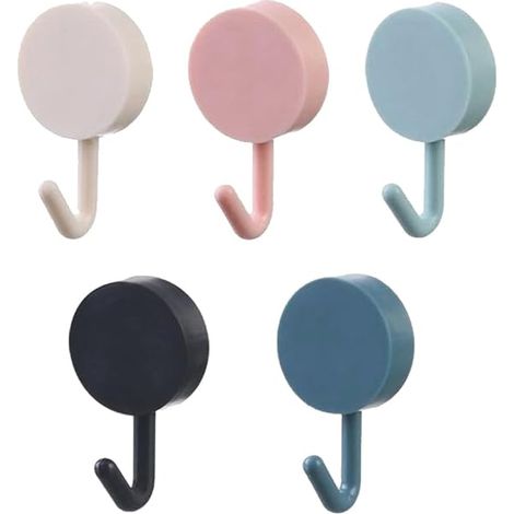 5Pcs Crochets Auto - Collants, Crochets Muraux Colorés 3x5cm, Portée Maximale 2kg - Utilisables en Chambre, Cuisine, Salle de Bain, Pratique & Facile d'Utilisation (1/5)