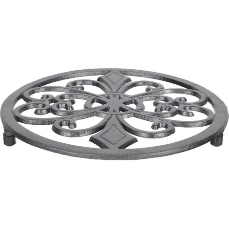 Dessous de Plat Protection la Chaleur et Rayures en Fonte Noire 3 Pieds Élégant pour Table Cuisine et Salle à Manger (1/5)