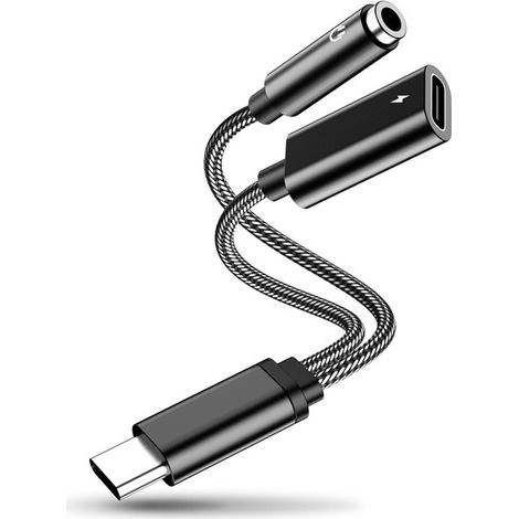 Adaptateur USB-C vers Jack 3,5 mm + PD 27 W, 2 en 1, Audio et Charge Rapide, pour Huawei et Android (1/4)