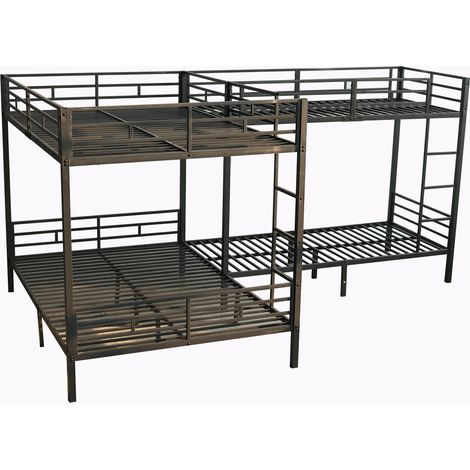 GagaLit superposé fer noir 90x200 et 140x200 cm échelle 3 marches (1/5)