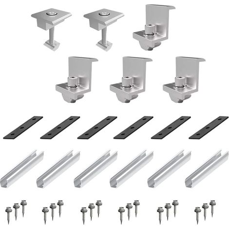 Fixation Panneau Solaire,Support Panneau Solaire,Kit de montage de panneaux solaires, accessoires de panneaux solaires pour centrale de toit-terrasse, montage de panneaux métalliques sur le toit