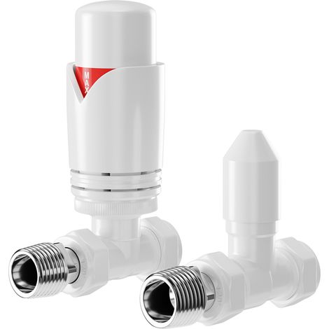 Dias White Thermostatic Straight Radiator Valves (1/5)