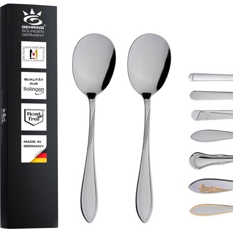 Lot de 2 cuillères à soupe Couverts en acier inoxydable Cuillère de service pour légumes, accompagnements et salades Passe au lave-vaisselle Fabriqué en Allemagne (1/3)