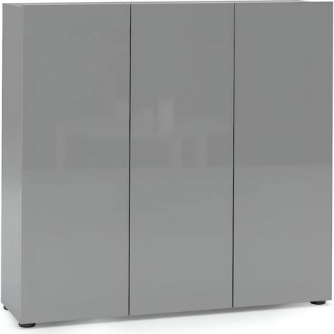 Scarpiera Grigia 3 Ante 120x34x115 cm Melaminico Laccato