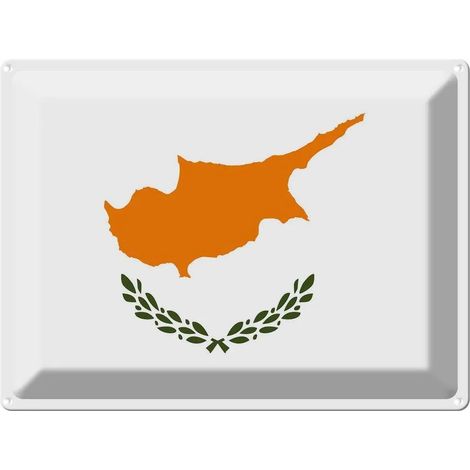 Plaque métallique 30x40 cm Drapeau et armoiries de Chypre (1/5)