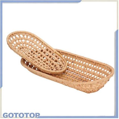 Panier À Pain - Rotin D'Automne Vietnamien - Pour Cuisine Salle À Manger Fête - 2 Pièces (Grand 27,5 X 13 Cm Et Petit 18 X 10 Cm) (1/4)