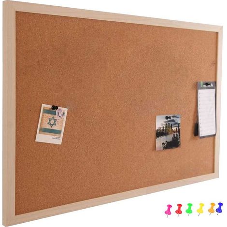 Trade Shop - Panel De La Placa De Pared De Corcho Con Marco De Madera 60 X 40 Cm 6 Pines - (1/3)