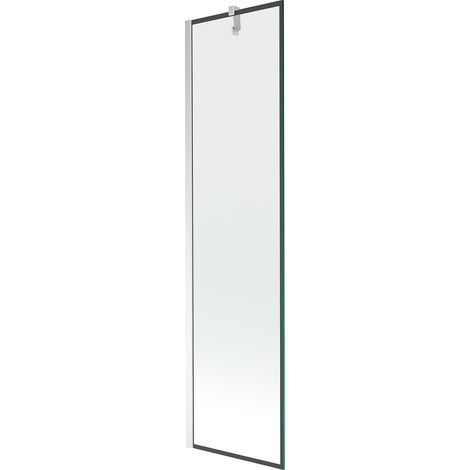 Mampara de Bañera 1 hoja Vidrio transparente, 50x150 cm, Perfil cromo